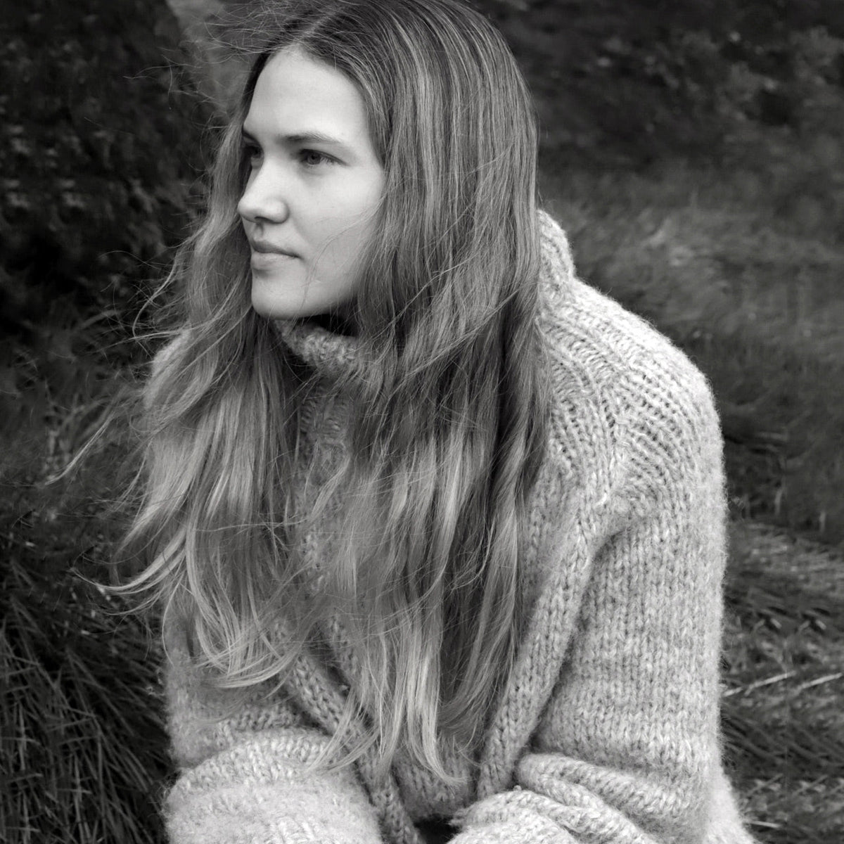 Women's Rollneck Jumper - Handknitted Alpaca/Pima Cotton - Charcoal Brown *Returning 2026