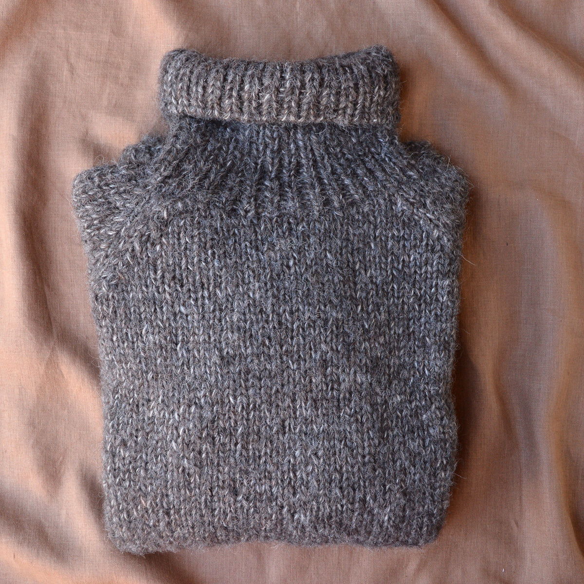 Women's Rollneck Jumper - Handknitted Alpaca/Pima Cotton - Charcoal Brown *Returning 2026