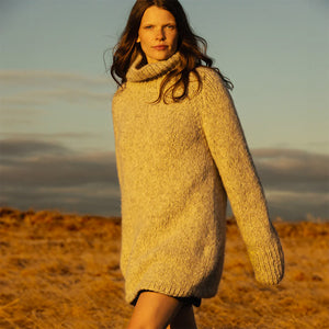 Women's Rollneck Jumper - Handknitted Alpaca/Pima Cotton - Charcoal Brown *Returning soon!