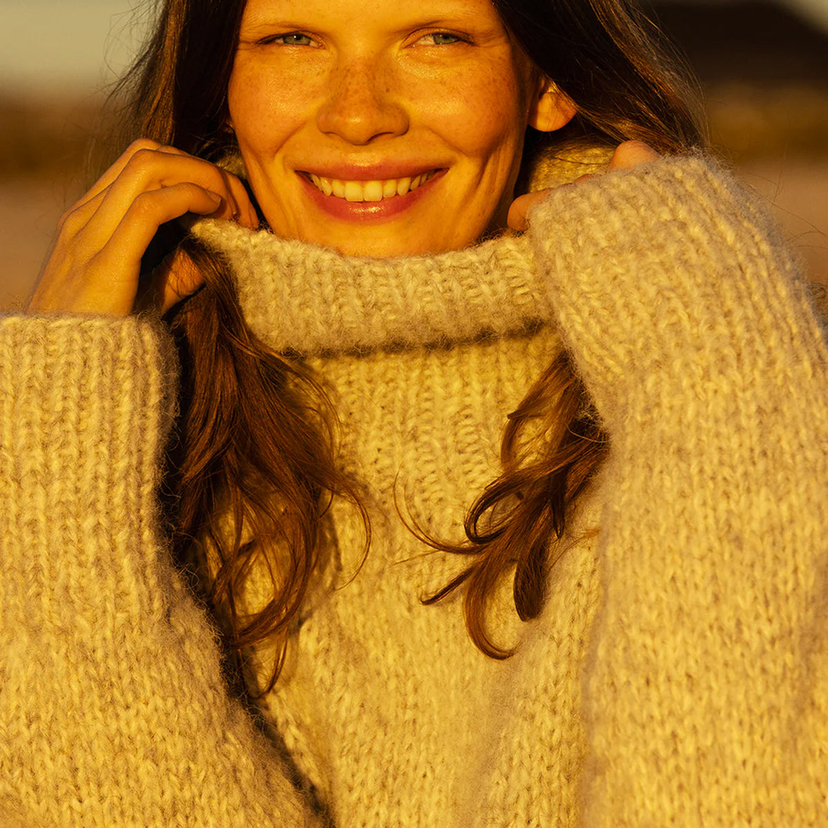 Women's Rollneck Jumper - Handknitted Alpaca/Pima Cotton - Charcoal Brown *Returning soon!
