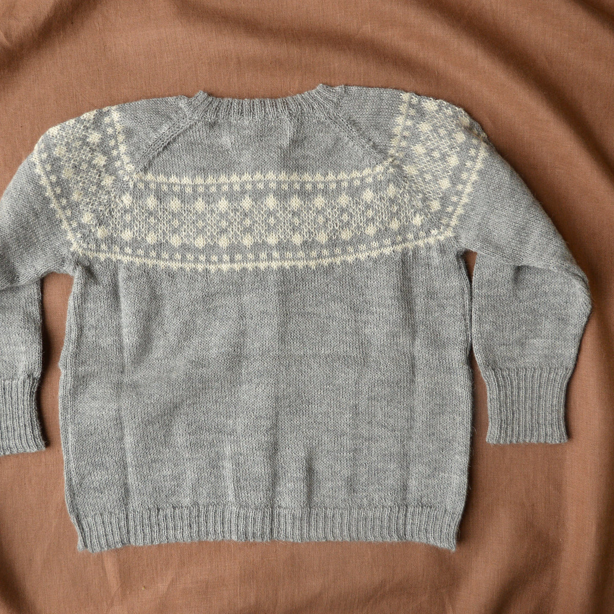 Alpine Cardigan - 100% Baby Alpaca - Grey/Cream (18m-5y)