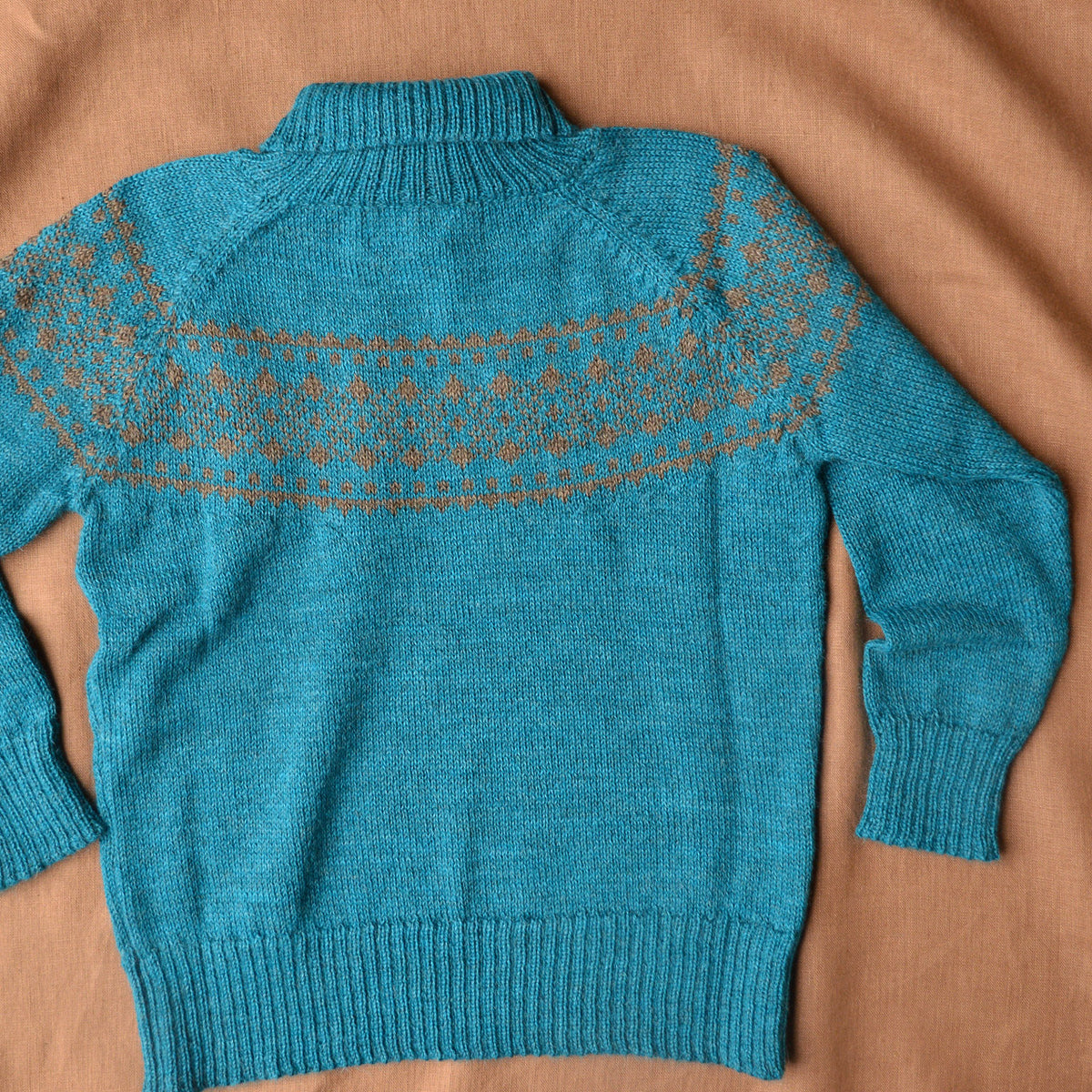 Alpine High Neck Sweater - 100% Baby Alpaca - Turquoise (18m-5y)