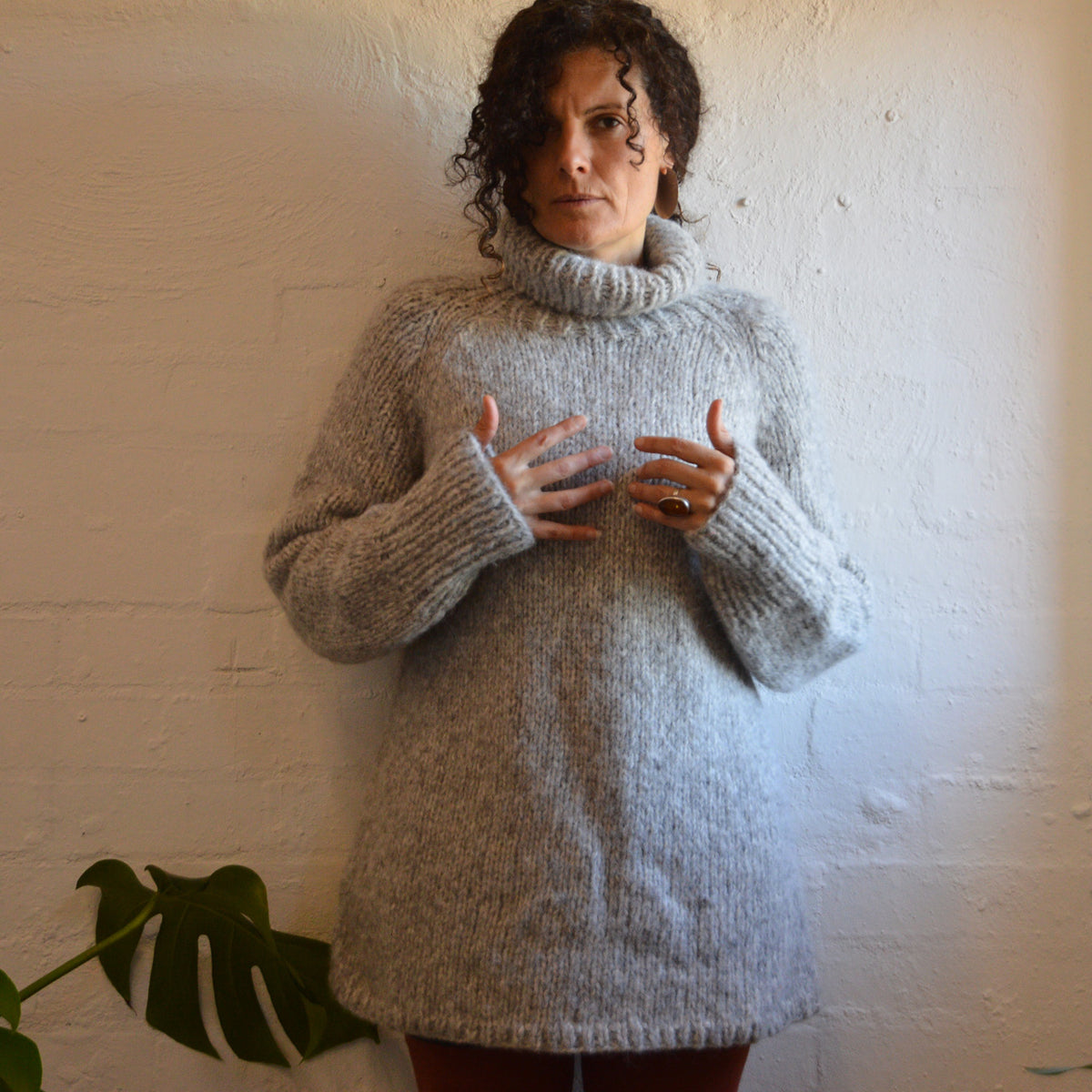 Women's Rollneck Jumper - Handknitted Alpaca/Pima Cotton *Returning 2026