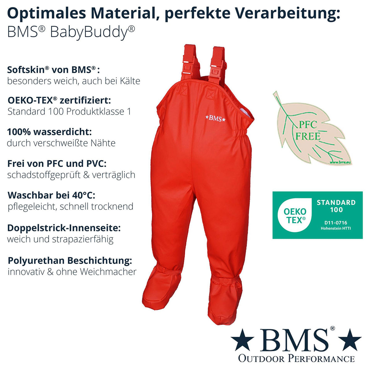 Waterproof BabyBuddy® Rain and Mud Dungarees with Feet (8-16m+)