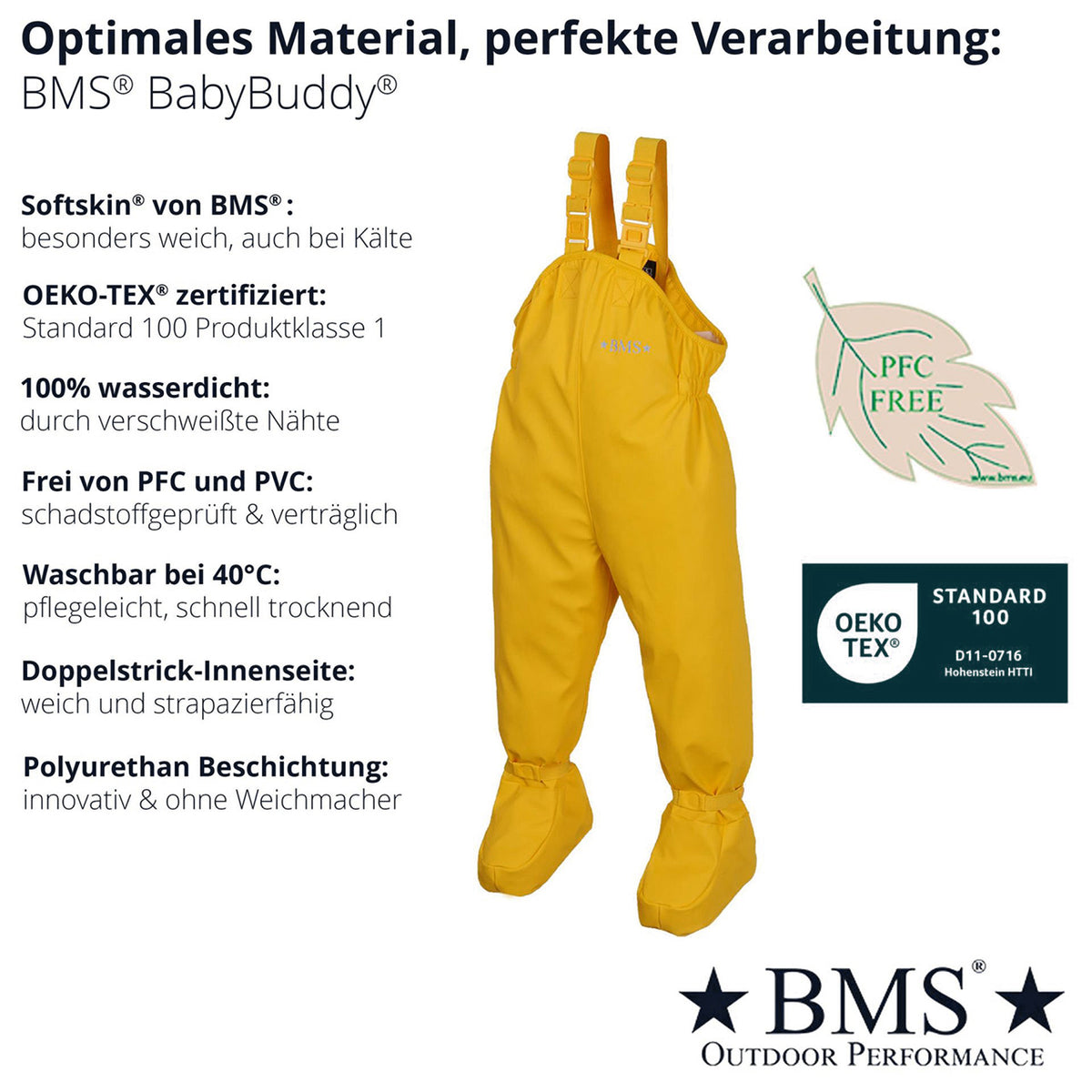 Waterproof BabyBuddy® Rain and Mud Dungarees with Feet (8-16m+)