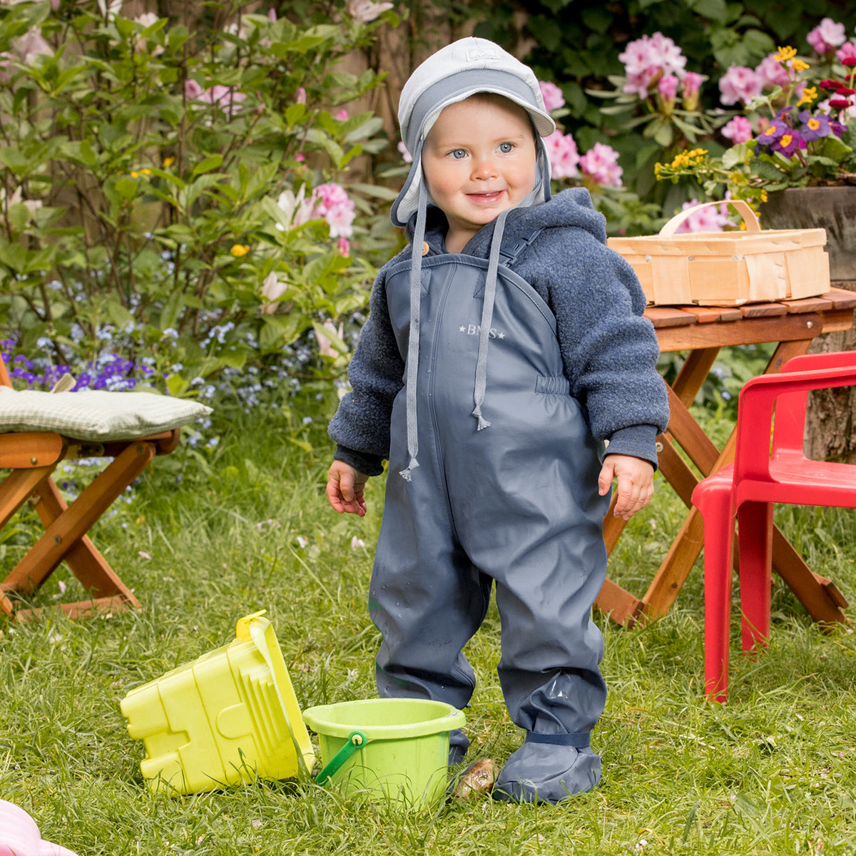 Waterproof BabyBuddy® Rain and Mud Dungarees with Feet (8-16m+)