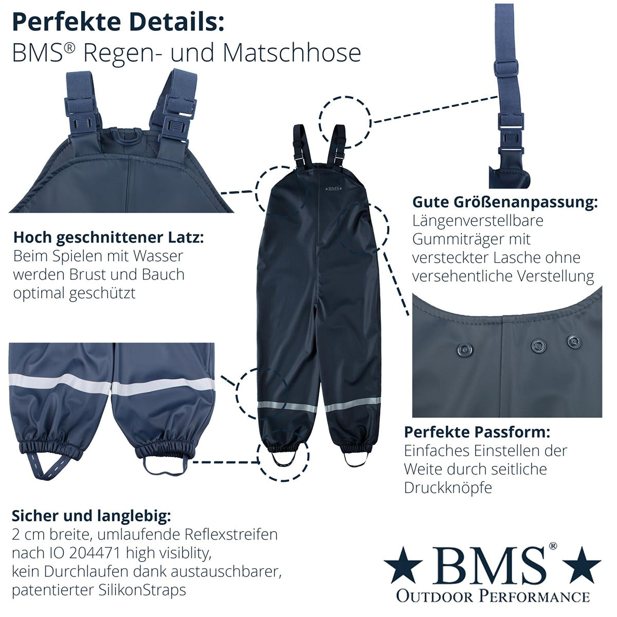Mud Pants/Rain Dungarees with Bib - PFC free SoftSkin® (9m-6y)
