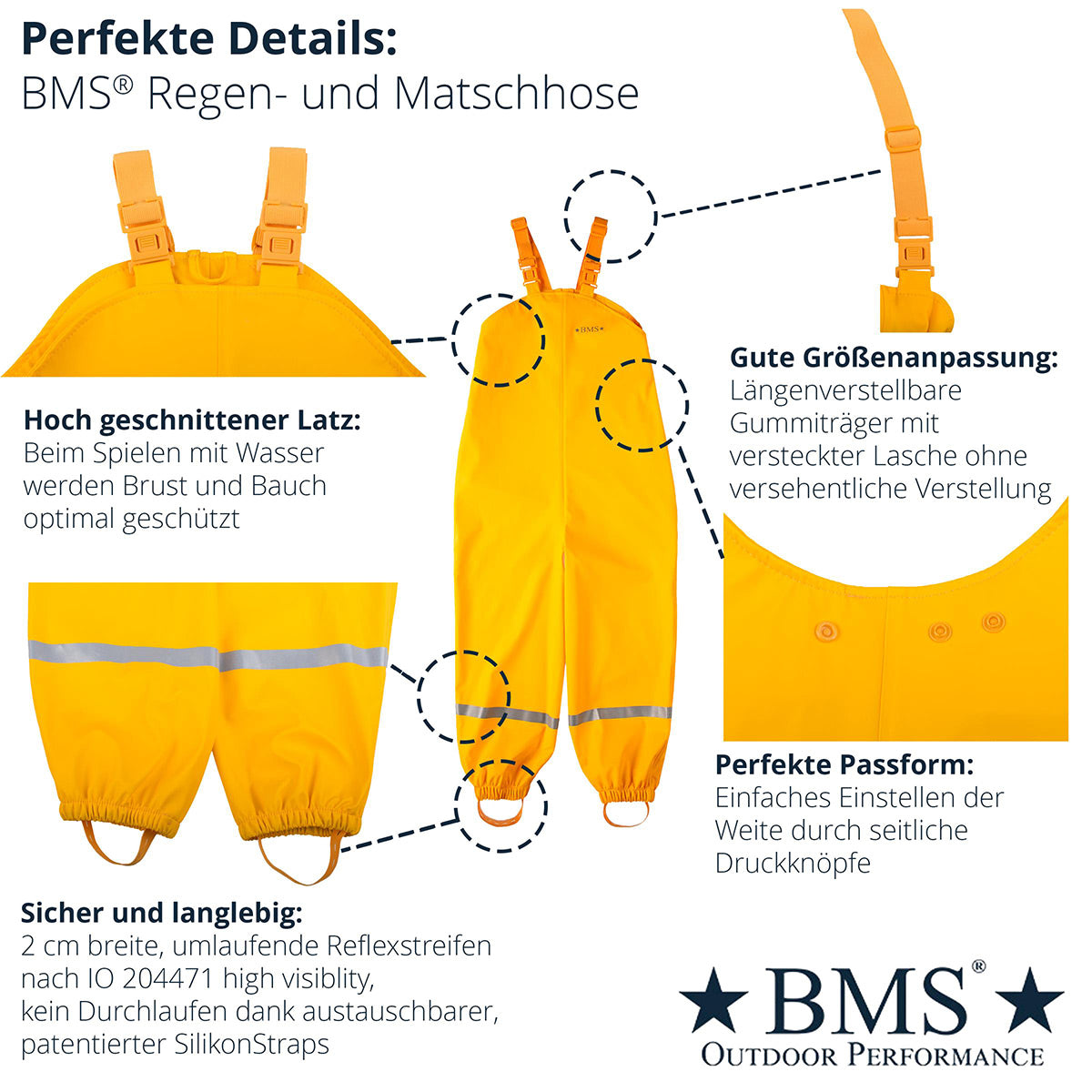 Mud Pants/Rain Dungarees with Bib - PFC free SoftSkin® (9m-6y)