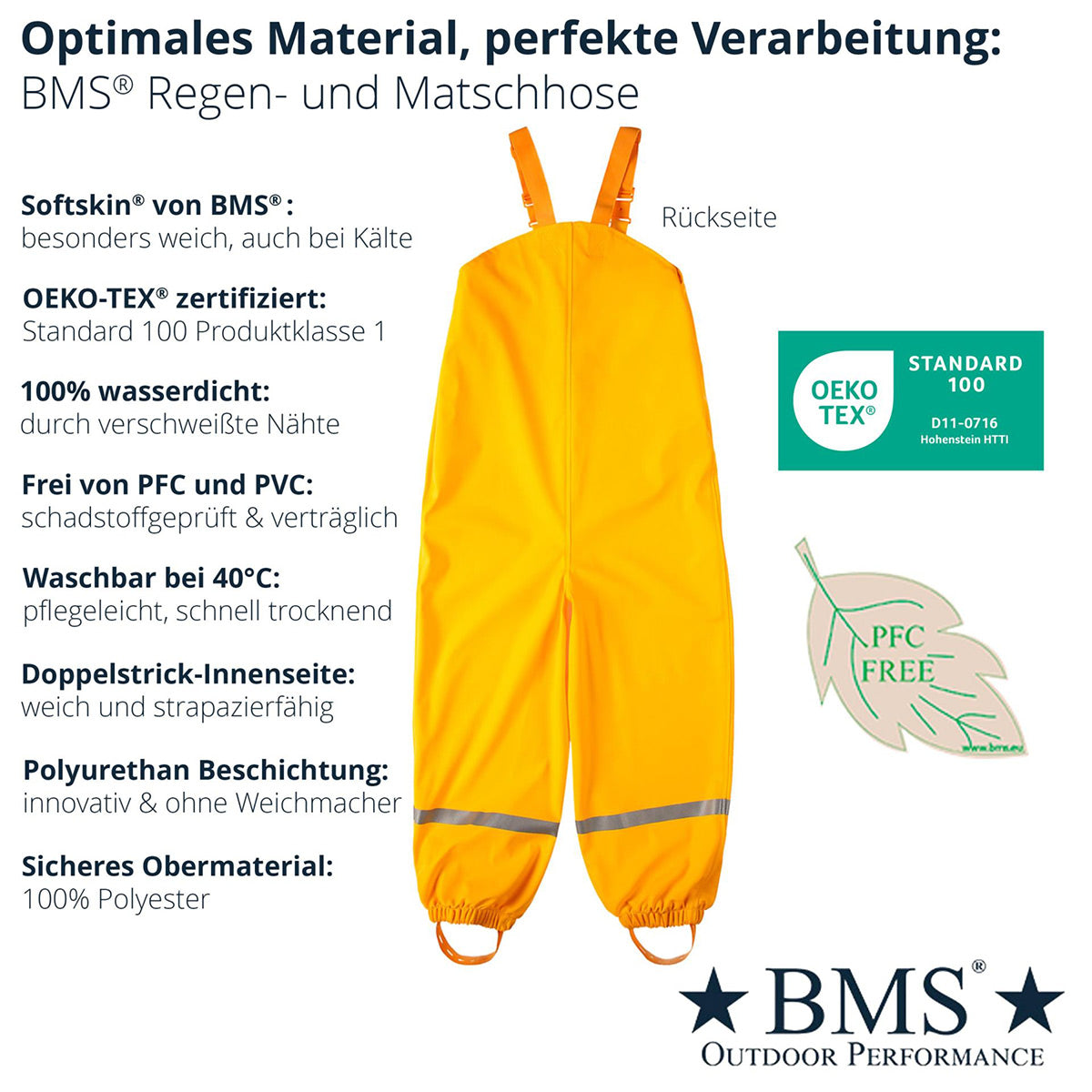 Mud Pants/Rain Dungarees with Bib - PFC free SoftSkin® (9m-6y)