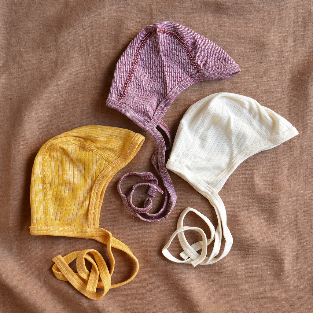 Baby Bonnet Organic Cotton/Merino/Silk (0-2y) Woollykins