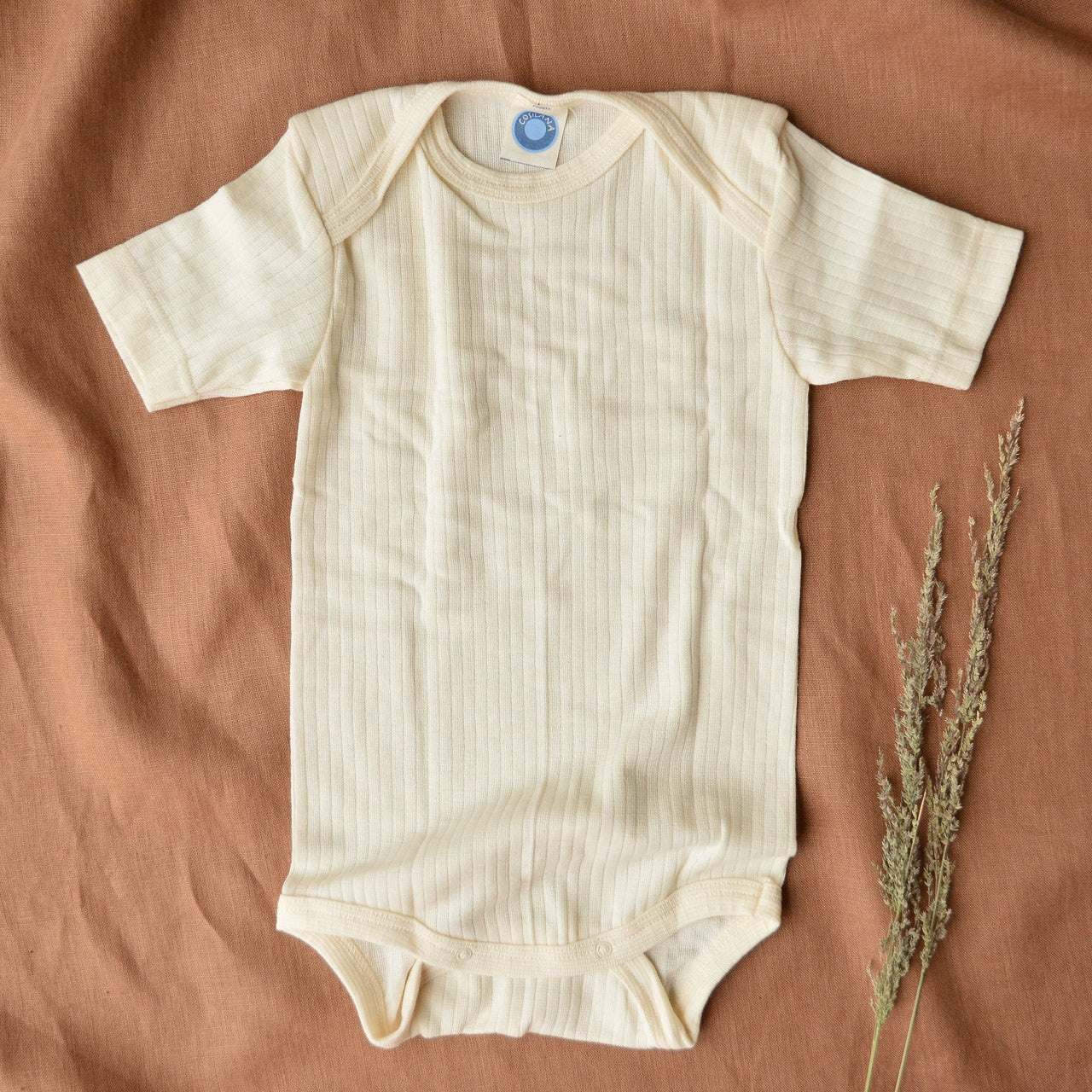 Baby Bodysuit Short Sleeve - Organic Cotton/Wool/Silk (0-3y)