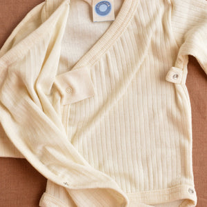 Baby Body Long Sleeve Kimono Wrap - Organic Cotton/Merino/Silk (newborn-3m)