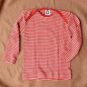Baby Top Long Sleeve - Organic Wool/Silk - Stripes (0-3y)