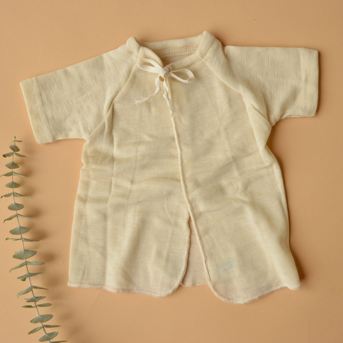 Baby Short Sleeve Wrap Gown -  Organic Merino (6-12m)