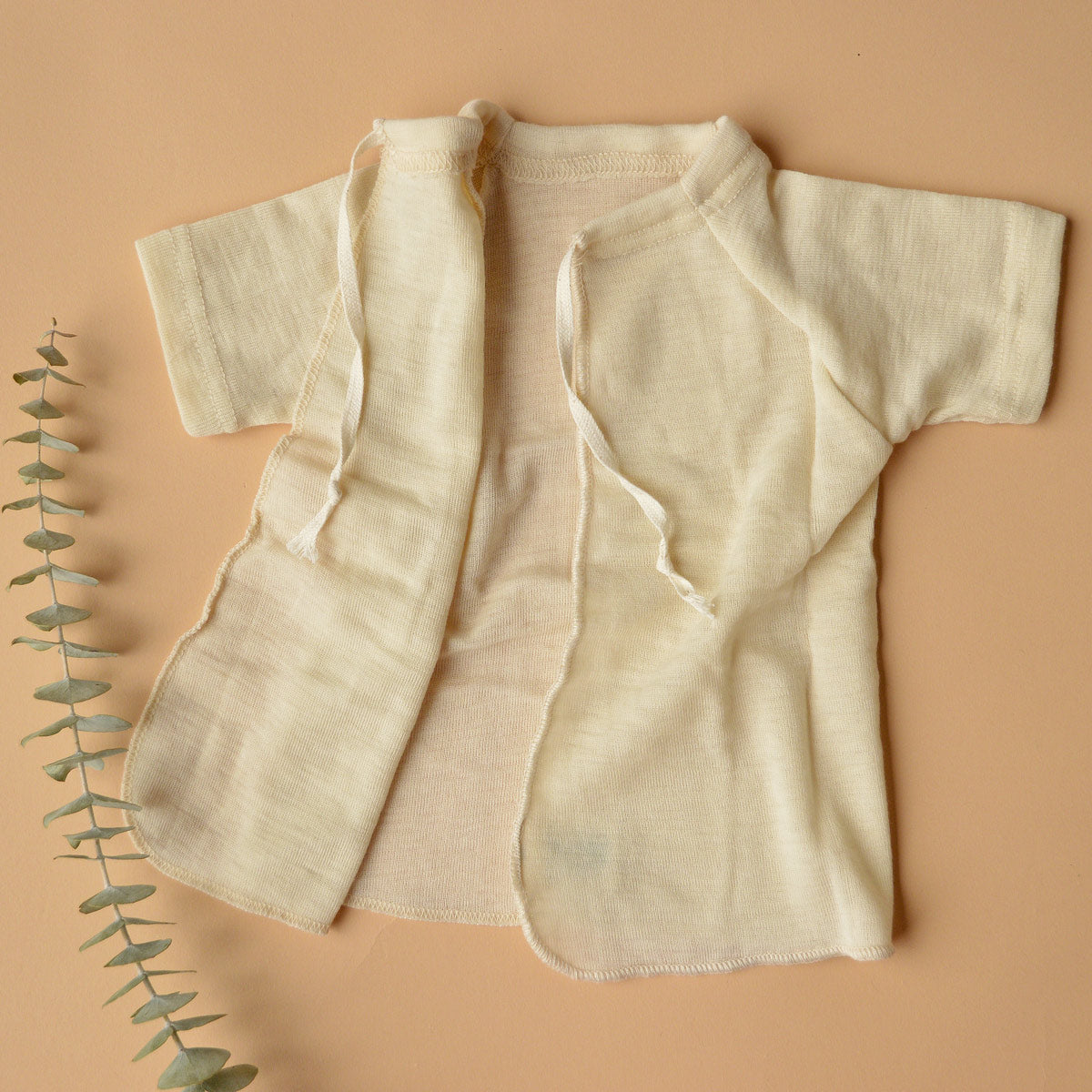 Baby Short Sleeve Wrap Gown -  Organic Merino (6-12m)