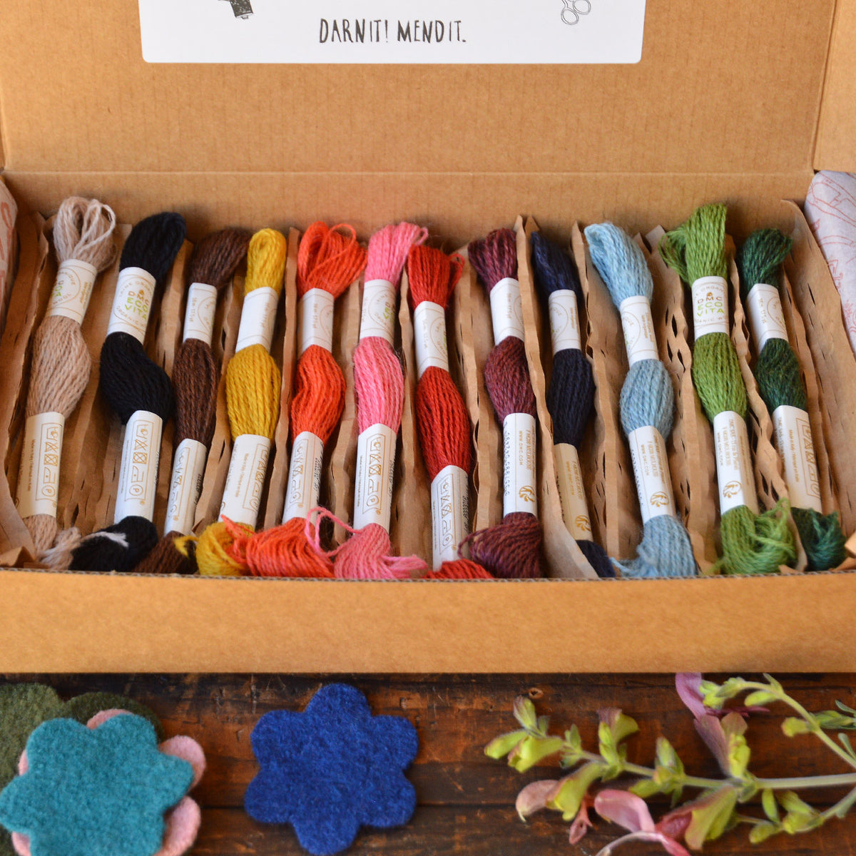 The Mender's Palette Box - 100% Organic Wool Plant Dyed Threads