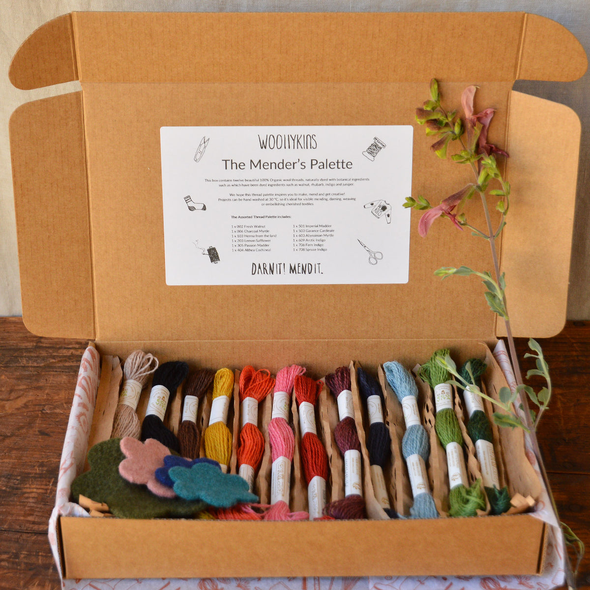 The Mender's Palette Box - 100% Organic Wool Plant Dyed Threads