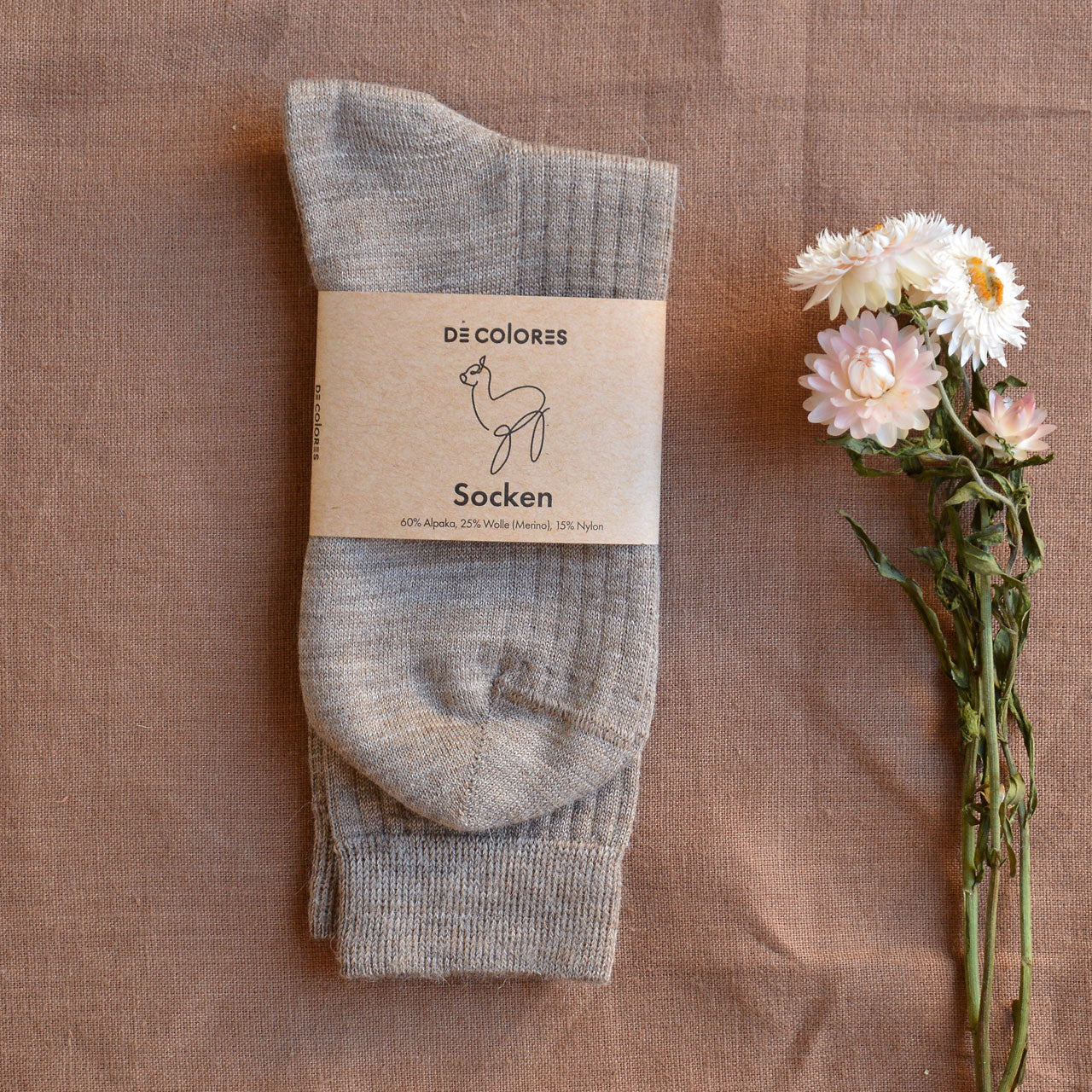 Ribbed Socks - Alpaca/Merino - AW25 Beige Melange (Adults 43-45) *Last Ones!