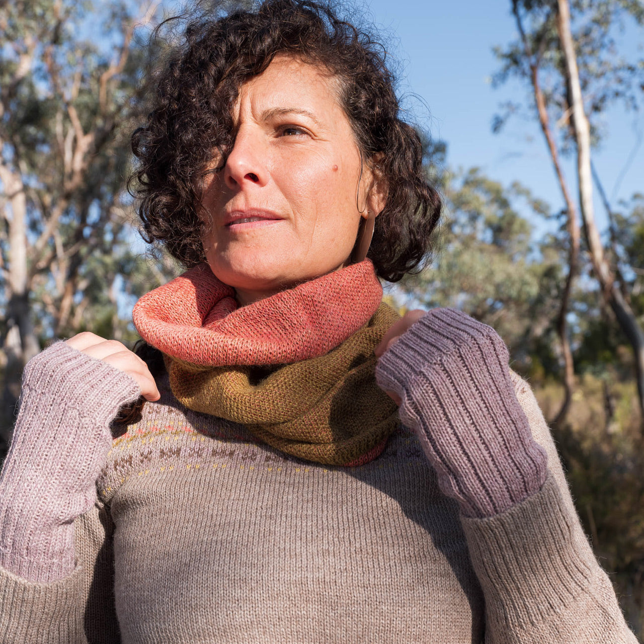 Reversible Double Knit Loop Scarf in Baby Alpaca (Adults)