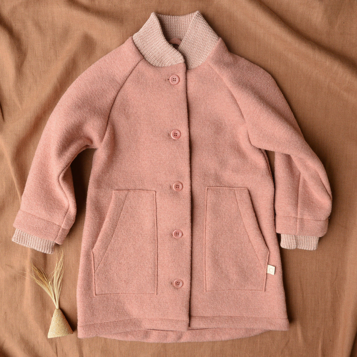Kids Boiled Wool Long Coat - Rose (3-10y) *Retired Colour