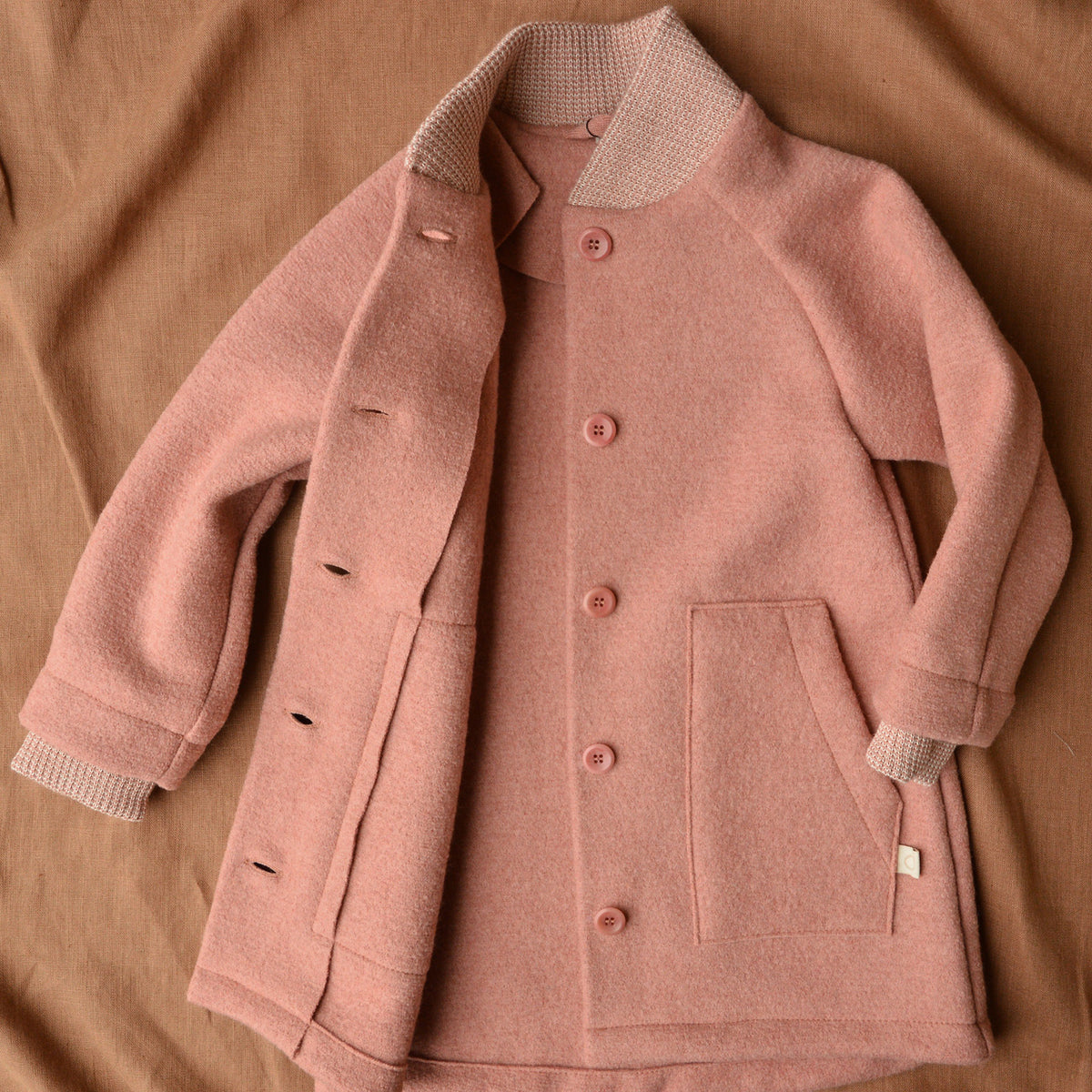 Kids Boiled Wool Long Coat - Rose (3-10y) *Retired Colour