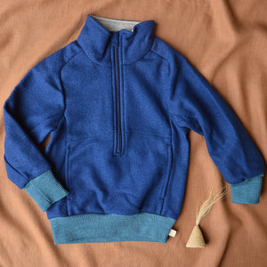 Light Boiled Wool Half-Zip Sweater - Navy (5-10y)