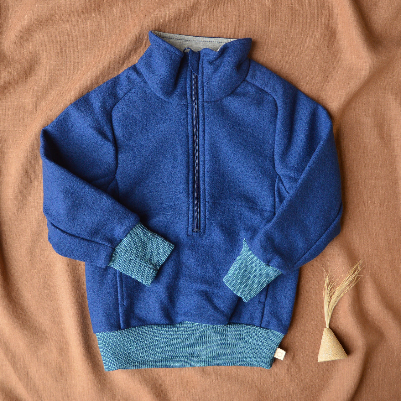 Light Boiled Wool Half-Zip Sweater - Navy (5-10y)