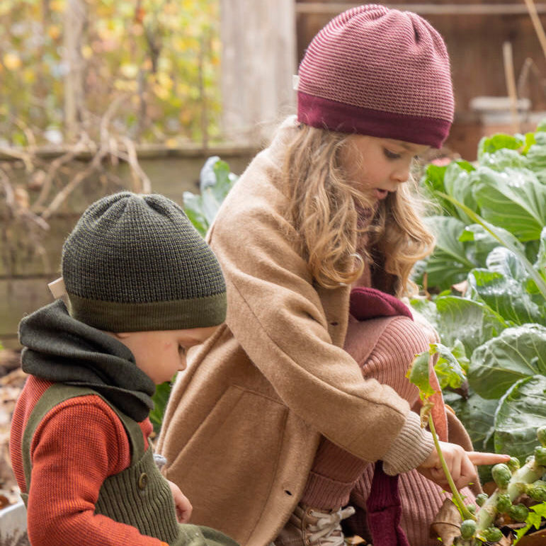 Classic Kids Beanie - Organic Merino - Olive/Graphite (4-10y+) *Retired Colour