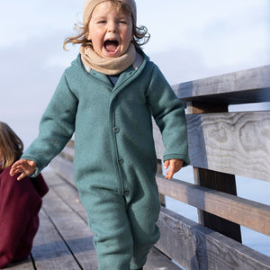 Boiled Wool Overalls with Hood - Pacific Teal (3-4y) *Retired Colour