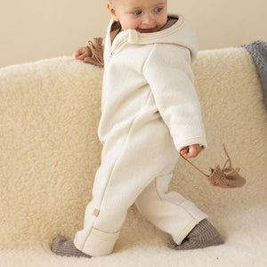Baby Zip Overalls - Organic Boiled Wool - Natural (0-6m)