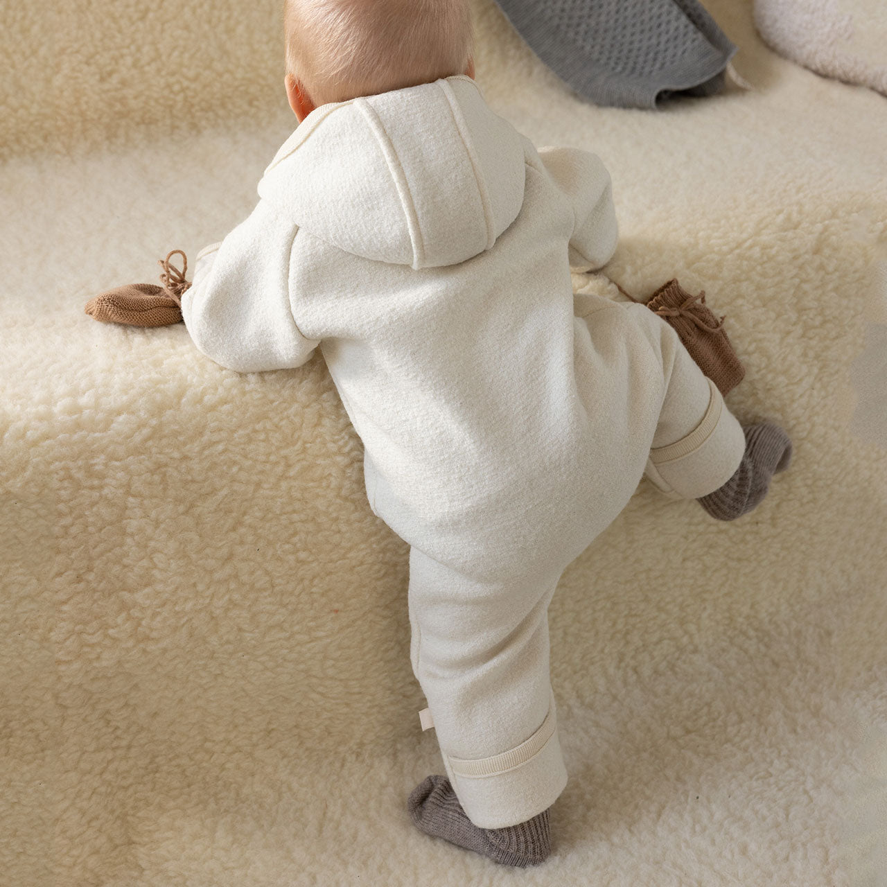Baby Boiled Wool Zip Overalls with Hood by Disana from Woollykins