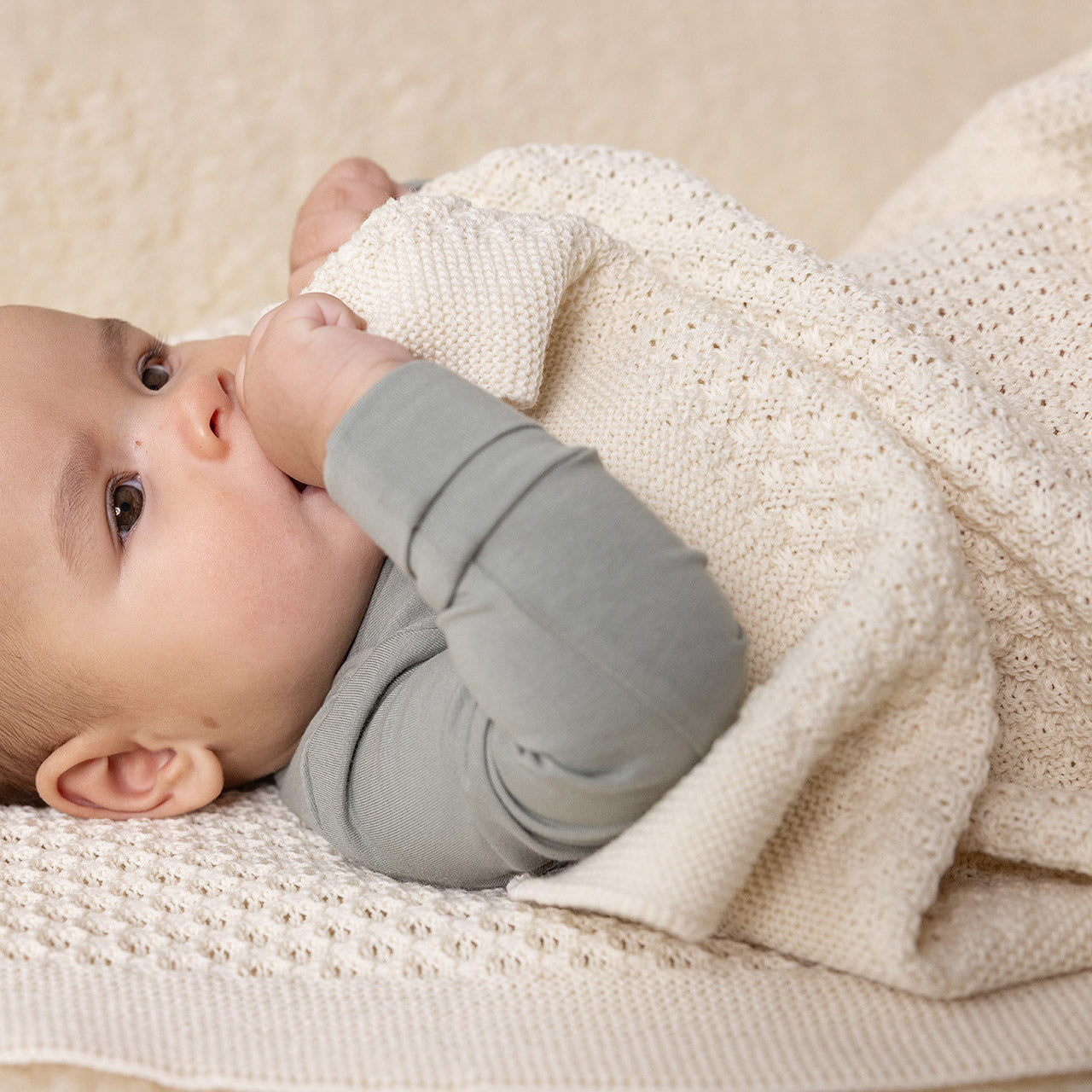 Honeycomb Baby Blanket in Organic Merino Wool (100x80cm)