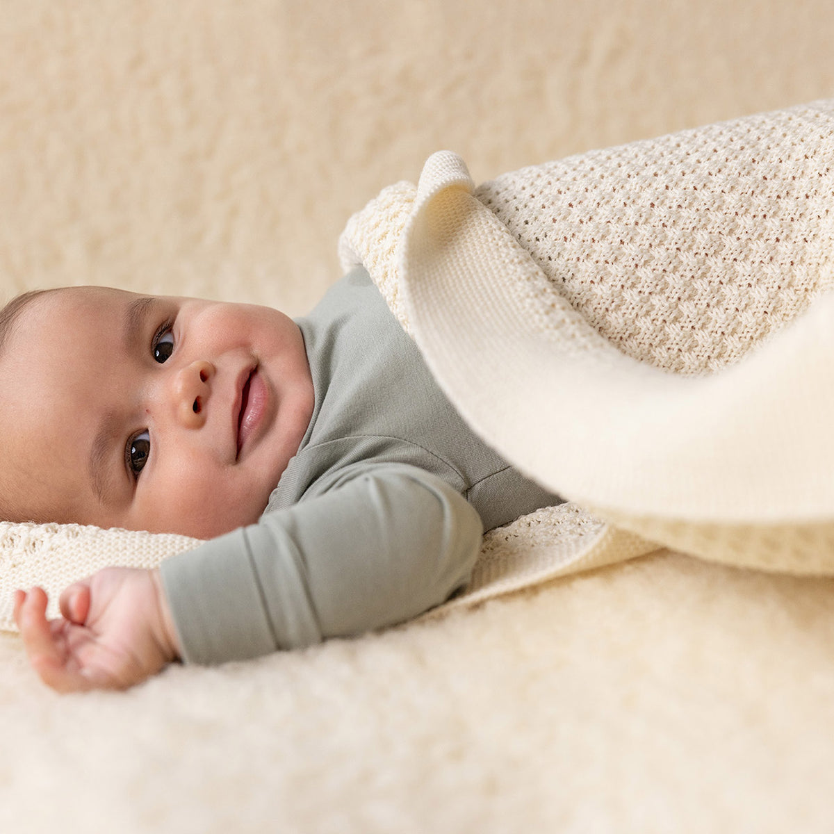 Honeycomb Baby Blanket in Organic Merino Wool (100x80cm)