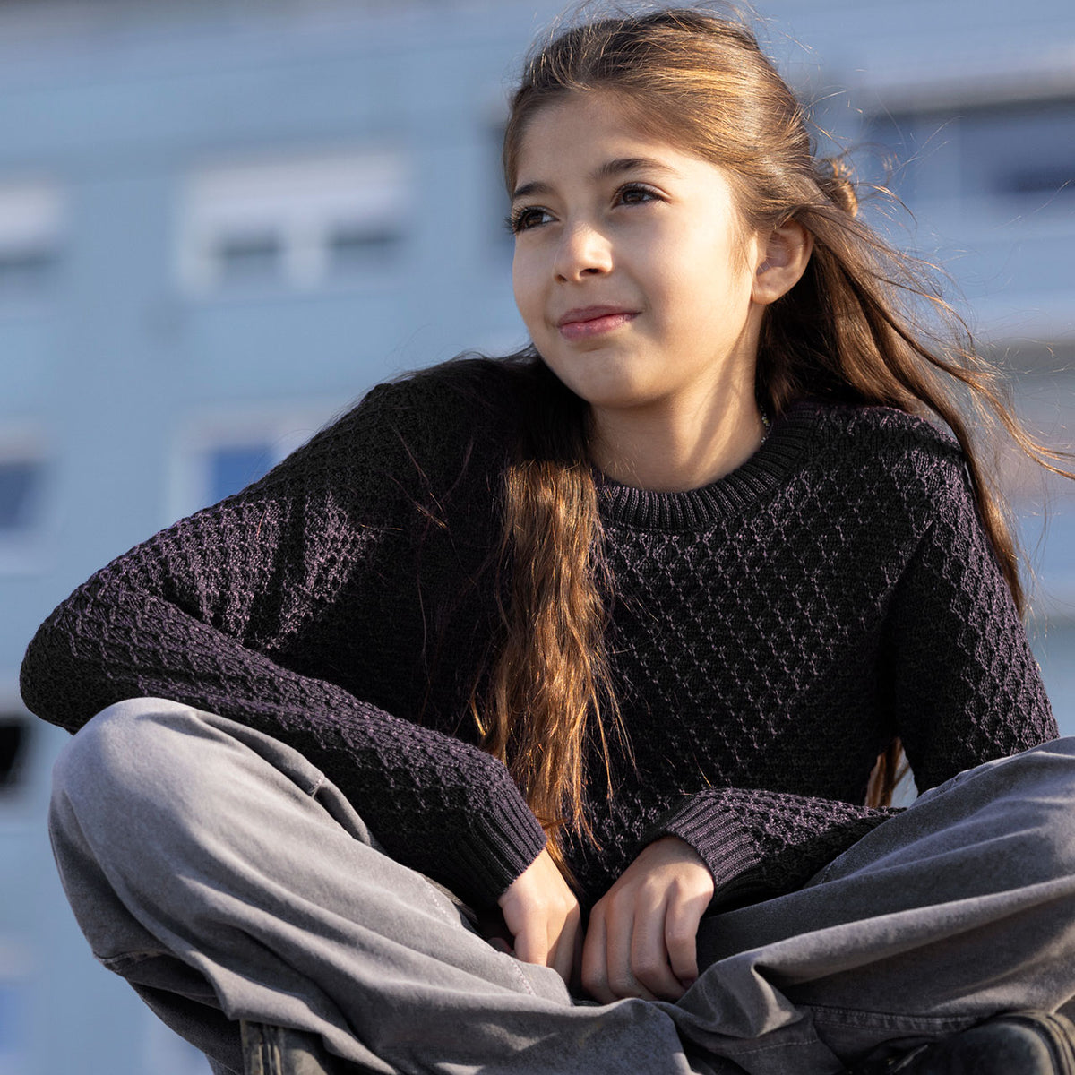 Aran Organic Merino Kids Jumper - Graphite (5-6y) *Last One!