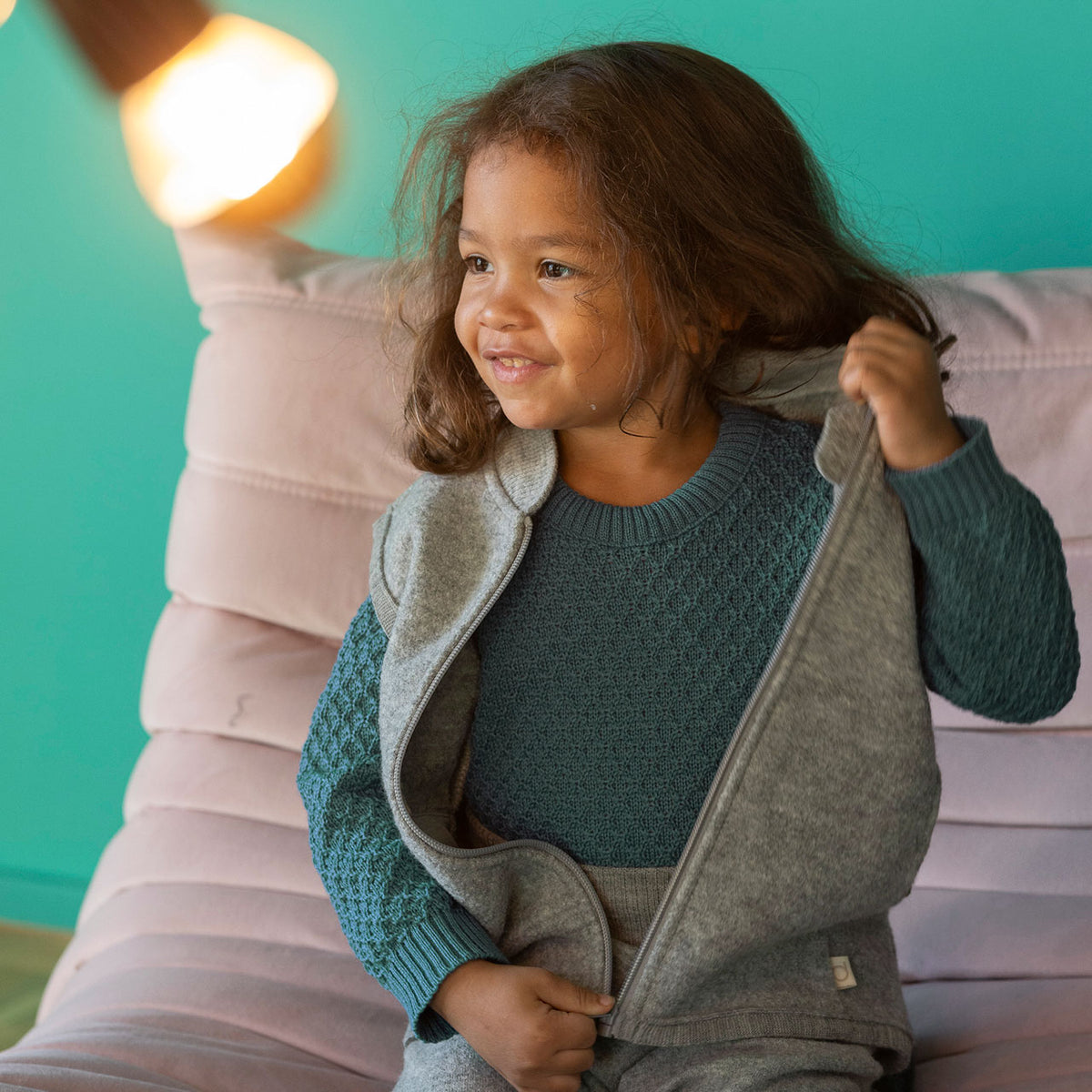 Aran Organic Merino Kids Jumper - Graphite (5-6y) *Last One!