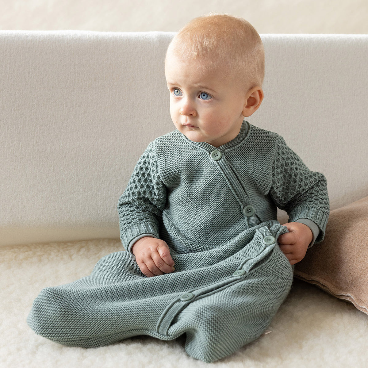 Knitted Sleeping Bag with Arms - Organic Merino Wool (0-18m)