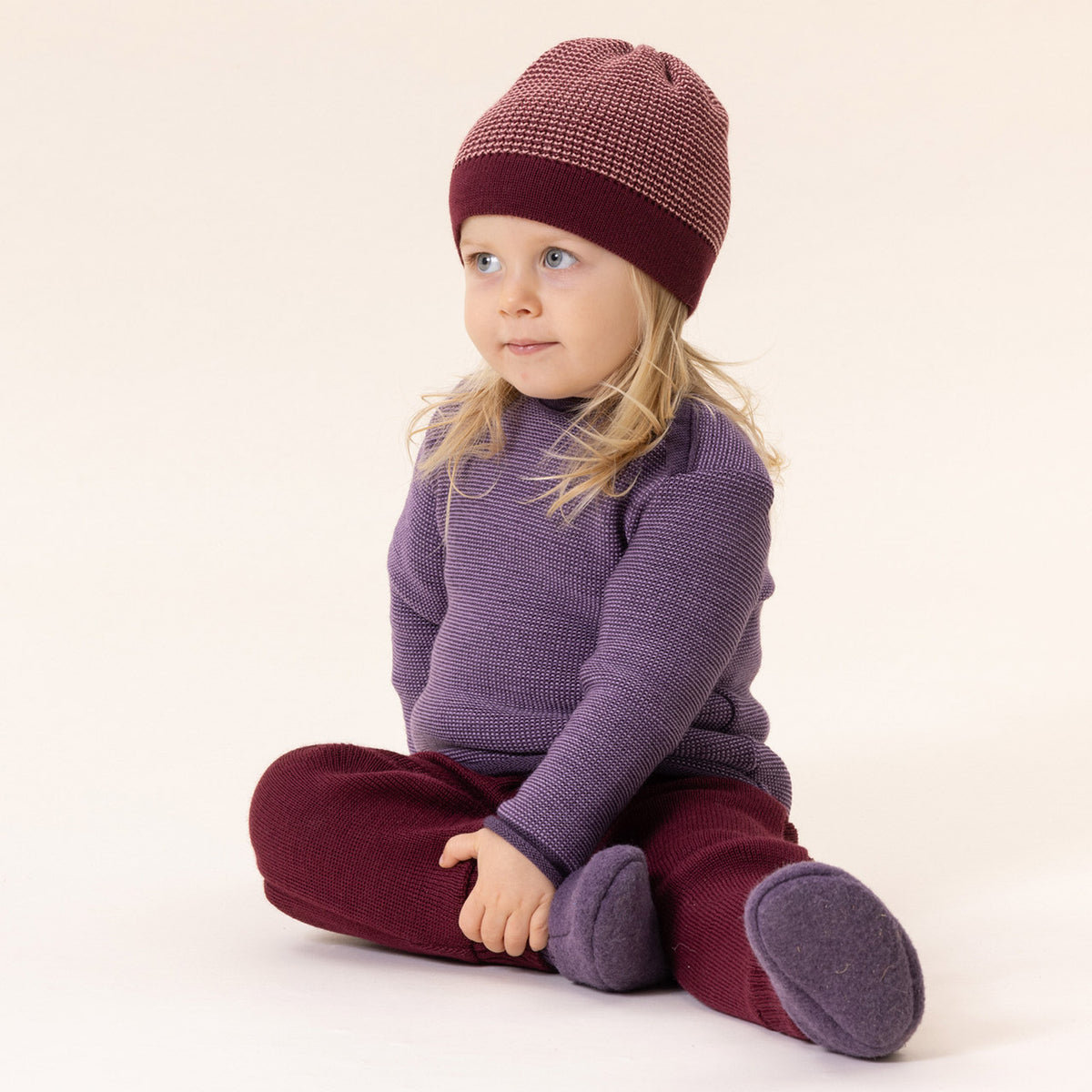 Organic Merino Baby Jumper - Rose/Natural (3m-4y) *Retired Colour