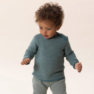 Merino Baby Jumper - Olive/Graphite (3-12m) *Retired Colour