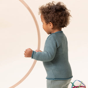 Merino Baby Jumper - Olive/Graphite (3-12m) *Retired Colour