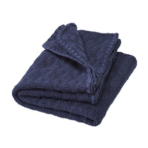 Knitted Baby Blanket in Organic Merino Wool - Indigo (100x80cm)