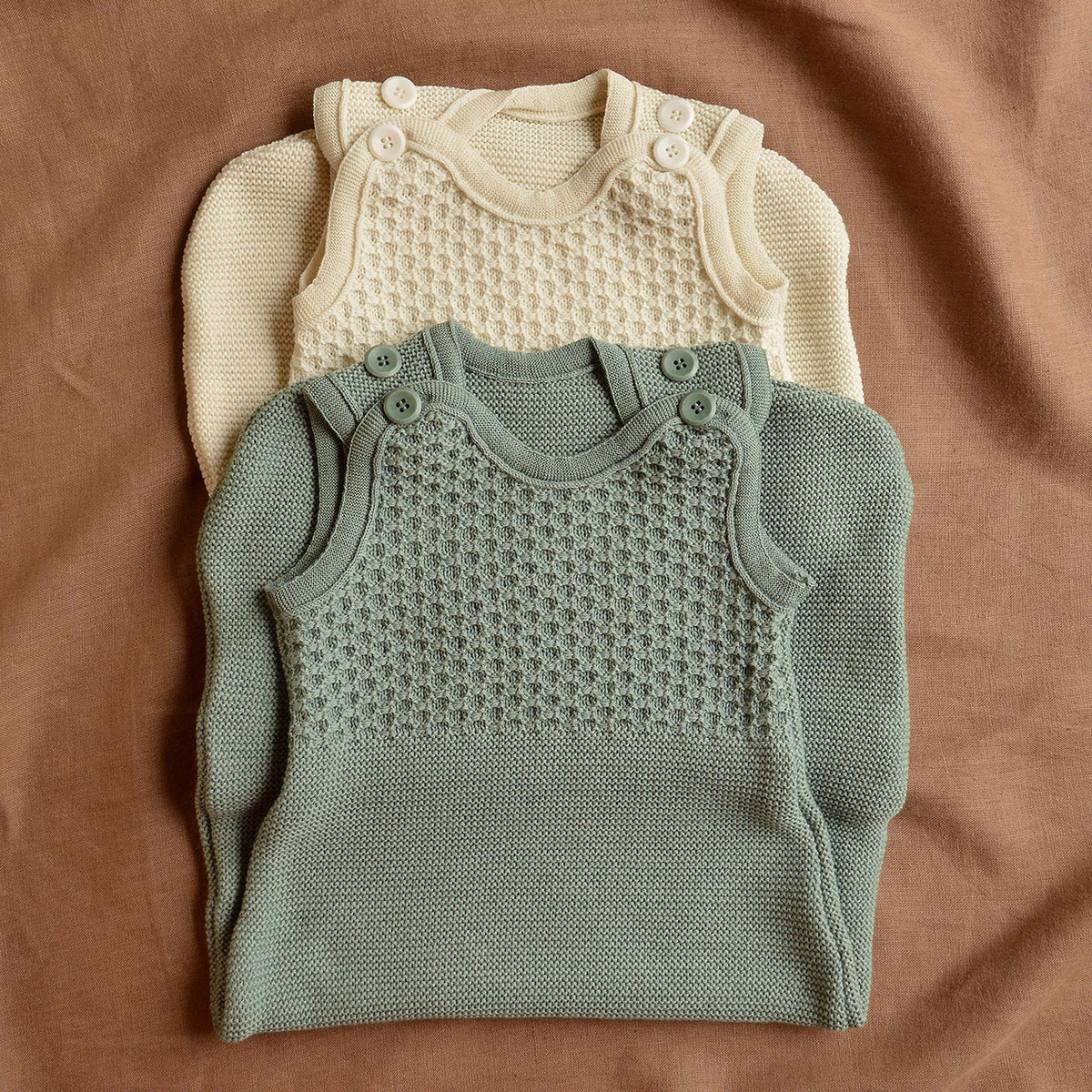 Knitted Sleeping Bag Sleeveless - Organic Merino Wool - Natural (0-18m+)