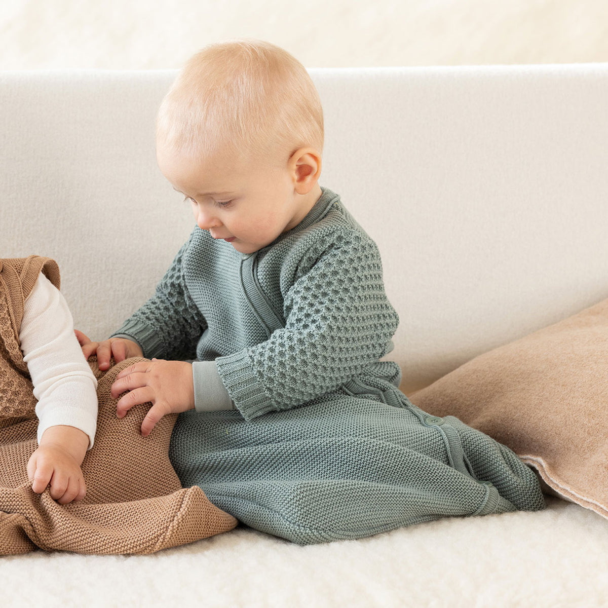 Knitted Sleeping Bag with Arms - Organic Merino Wool (0-18m)