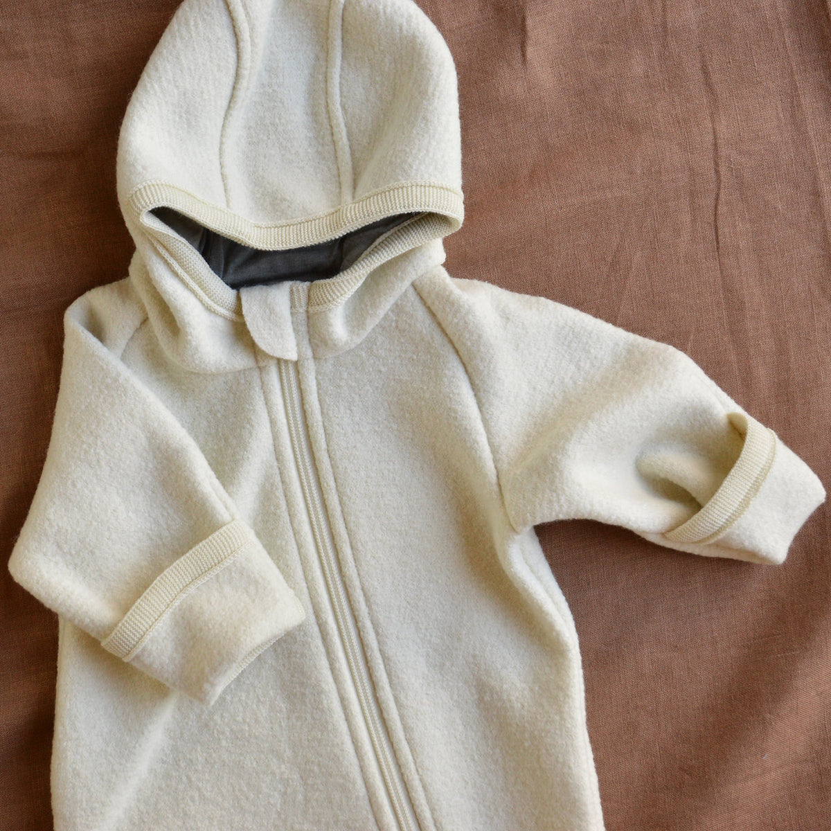 Baby Zip Overalls - Organic Boiled Wool - Natural (3-6m) *Last One!