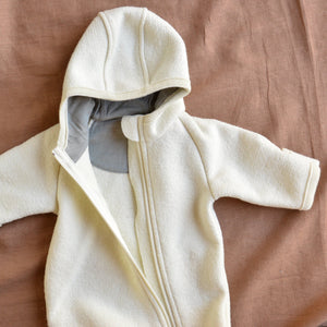 Baby Zip Overalls - Organic Boiled Wool - Natural (0-6m)