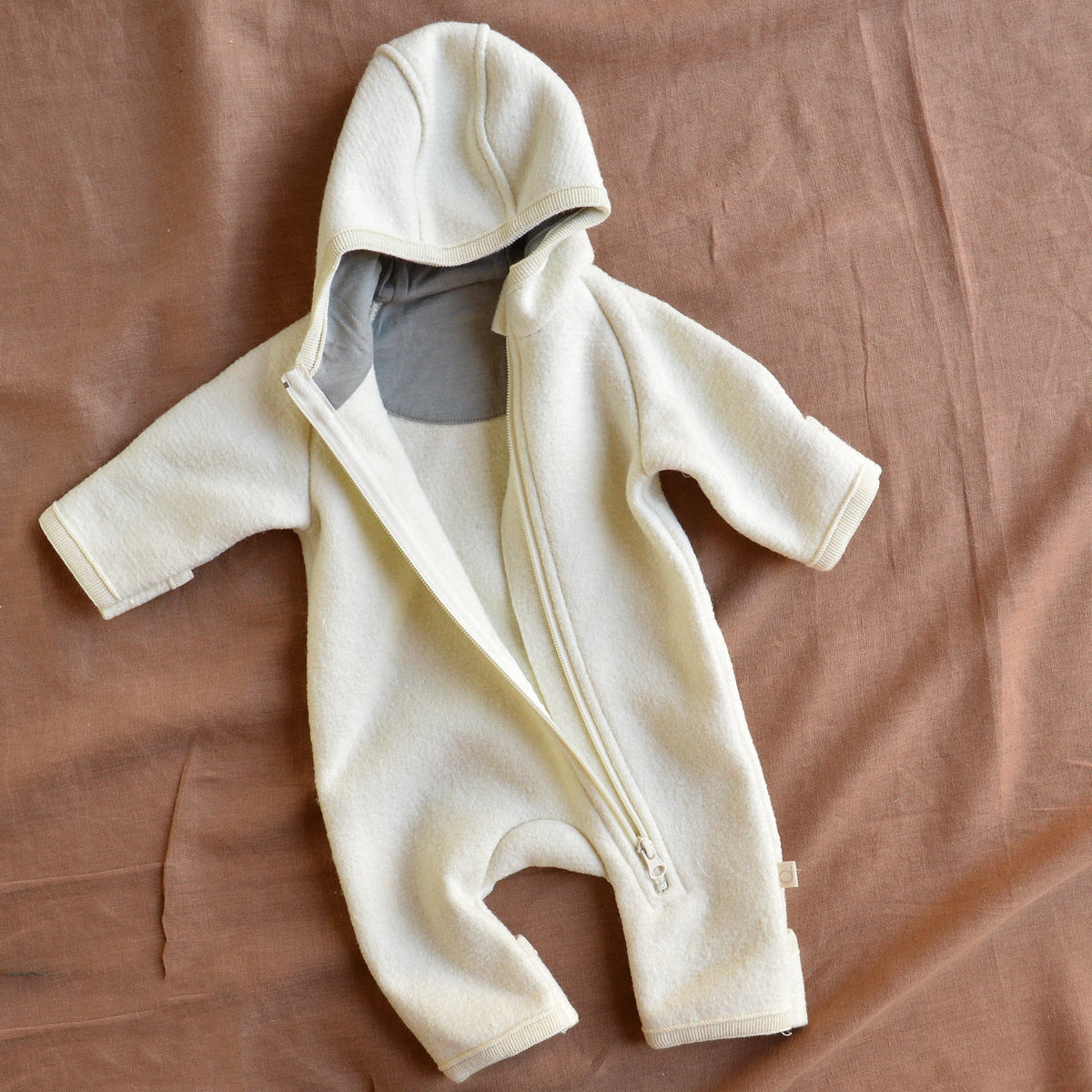 Baby Zip Overalls - Organic Boiled Wool - Natural (3-6m) *Last One!