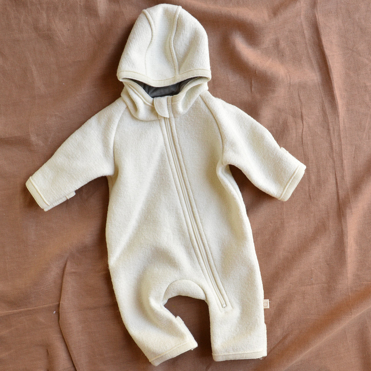 Baby Zip Overalls - Organic Boiled Wool - Natural (0-6m)