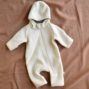Baby Zip Overalls - Organic Boiled Wool - Natural (0-6m)