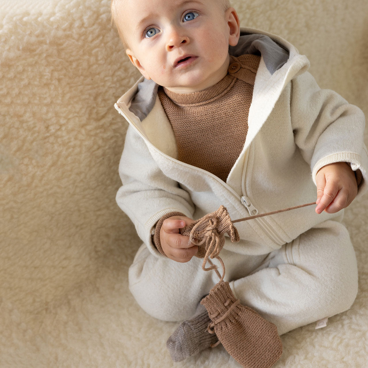Baby Zip Overalls - Organic Boiled Wool (0-6m)