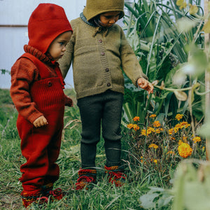 Knitted Dungarees in Organic Merino Wool - Graphite (0-3m) *Last One!