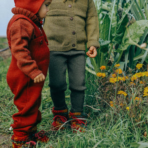 Knitted Dungarees in Organic Merino Wool - Graphite (0-3m) *Last One!